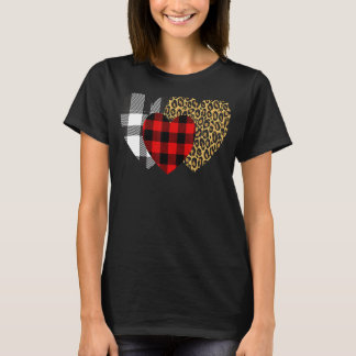 Camiseta Coração-Leopardo Buffalo Vermelho Xadrez Negra Val