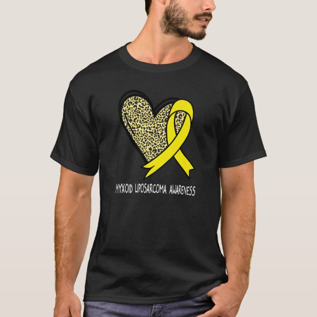Camiseta Coração-Leopardo Myxoide Lipossarcoma Consciência  (Frente)