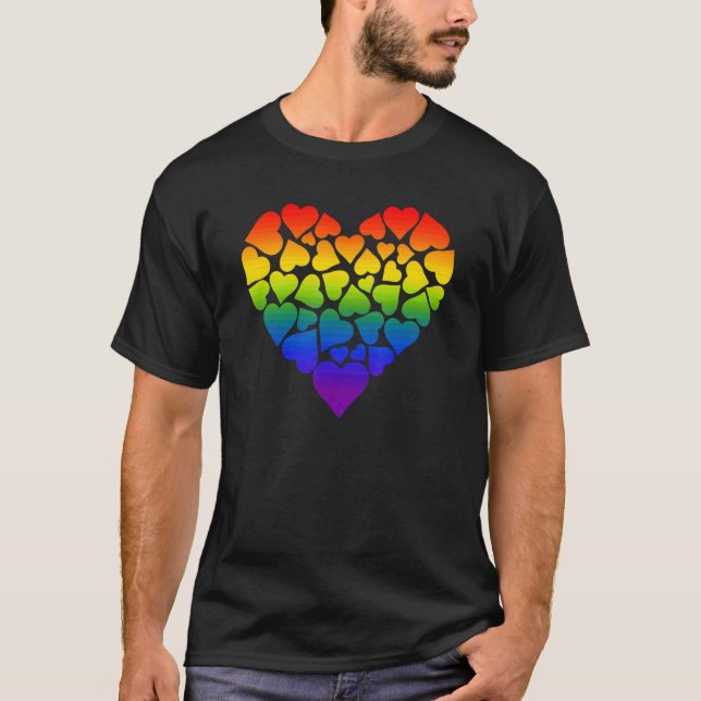 Camiseta Coração Lgbt Arco-Íris Belo Lgbtq (Frente)