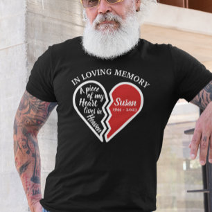 Camiseta Coração Memorial Personalizado Em Memória Afetuosa