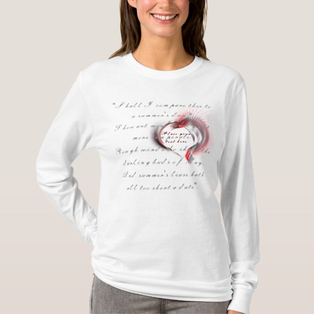 Camiseta Coração Metálico com o soneto de Shakespeare 18 (Frente)