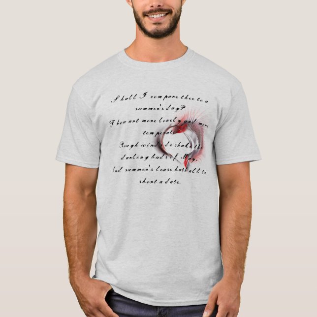 Camiseta Coração Metálico com o soneto de Shakespeare 18 (Frente)