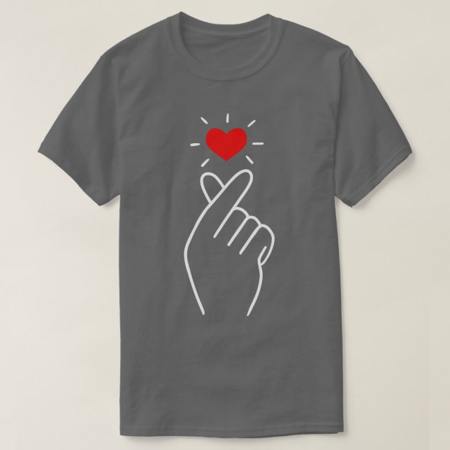Camiseta Coração Mínimo dos Dedos (Frente do Design)