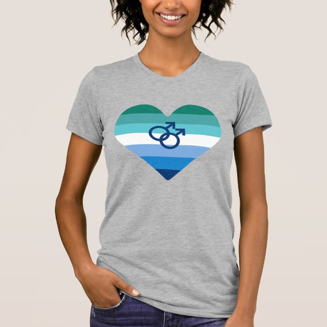 Camiseta Coração MLM do Gay Homem Azure (Frente)