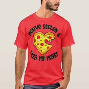 Camiseta Coração Moldada Pizza Engraçada Tee Foodie para Ho