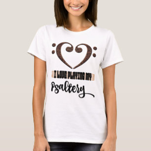 Camiseta Coração Musical em Clave de Fá Eu Amo Tocar Meu Sa