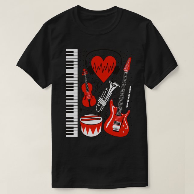 Camiseta Coração musicalTShirt (Frente do Design)