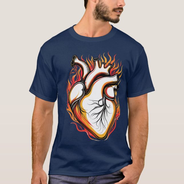 Camiseta coração nas chamas (Frente)