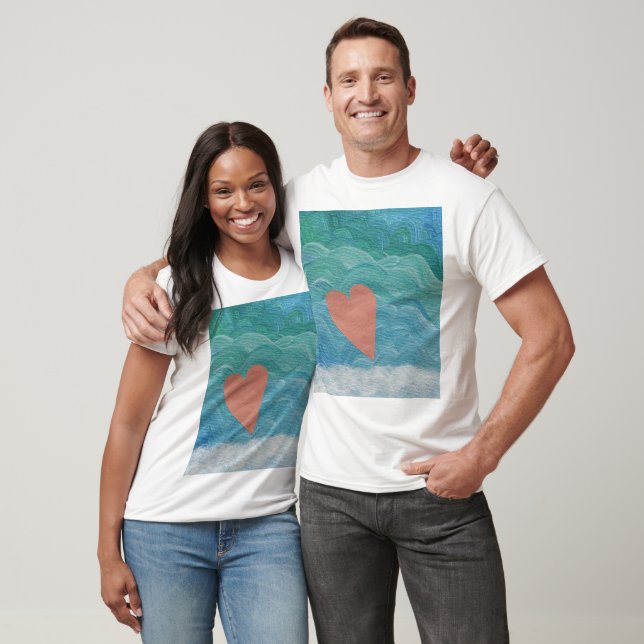Camiseta Coração nas Ondas do Oceano (Unissex)