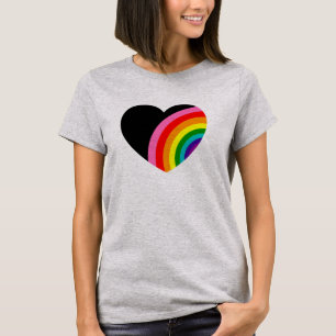 Camiseta Coração Negro do Orgulho Arco-Íris