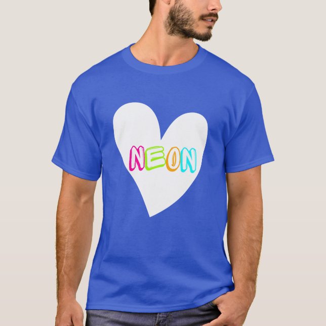Camiseta Coração Neon Neon Branco (Frente)