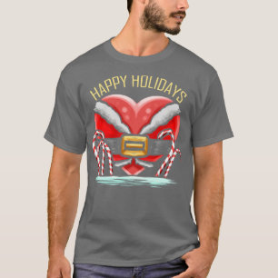 Camiseta Coração No Natal Da Cana De Açúcar Vestido De Sant