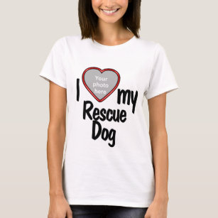 Camiseta Coração o Cachorro do Salvamento - Foto do seu Pet