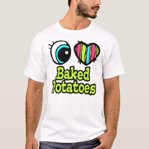 Camiseta Coração Olho Brilhante Eu Adoro Batatas Nuas
