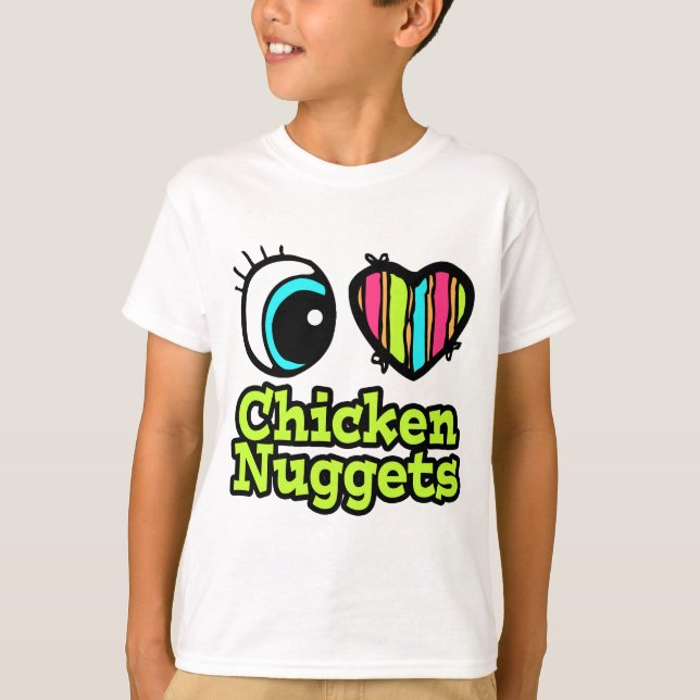 Camiseta Coração Olho Brilhante Eu Adoro Nuggets De Frango (Frente)