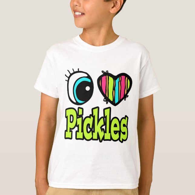 Camiseta Coração Olho Brilhante Eu Adoro Picles (Frente)