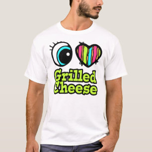 Camiseta Coração Olho Brilhante Eu Adoro Queijo Grelhado