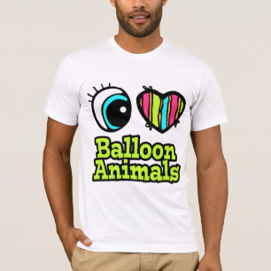 Camiseta Coração Olho Brilhante Eu Amo Animais De Balão