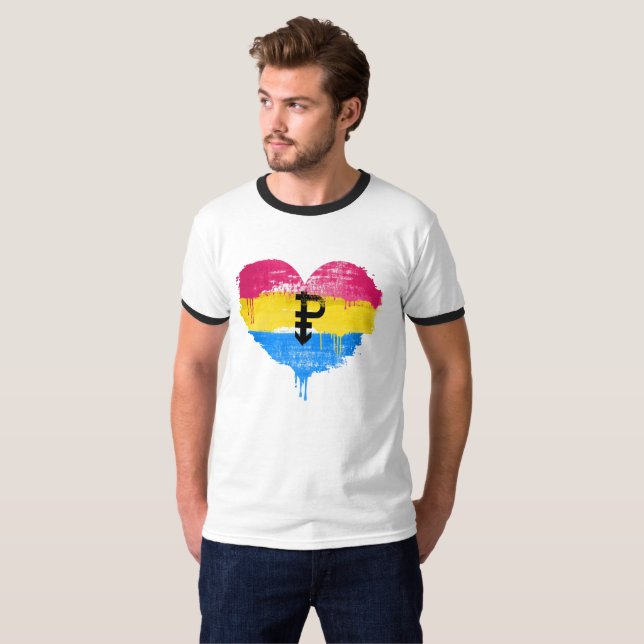 CAMISETA CORAÇÃO PANSEXUAL - AMOR PANSEXUAL - SÍMBOLO - (Frente Completa)