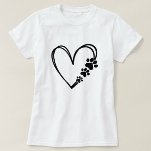 Camiseta Coração Pata de Cachorro Fofo Presente pa