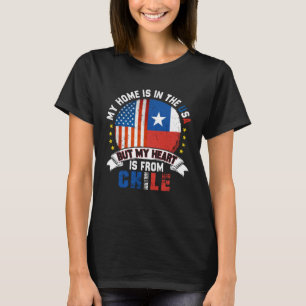 Camiseta Coração Patriota Americano Chileno é da Bandeira d