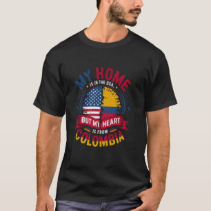 Camiseta Coração Patriota Colombiano Americano é da Colômbi