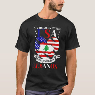 Camiseta Coração Patriota Libanês Americano é do Líbano Fl
