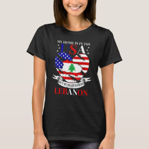 Camiseta Coração Patriota Libanês Americano é do Líbano Fl