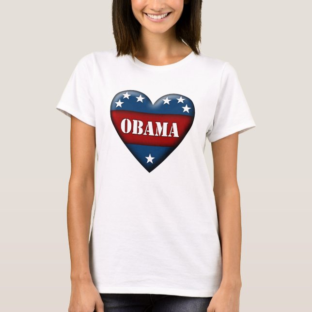 Camiseta coração patriótico de obama (Frente)