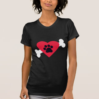 Camiseta Coração, Pawprint e t-shirt do design do osso