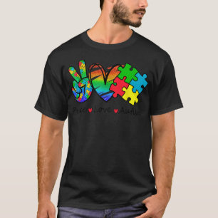 Camiseta Coração Paz Amor Aceitação Autismo Saúde Mental A