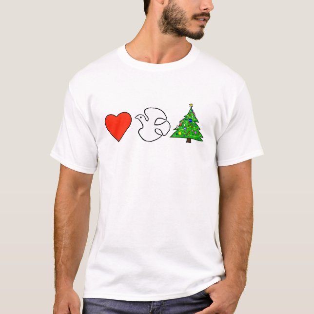 Camiseta Coração, paz, t-shirt do Natal (Frente)