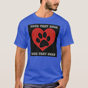 CAMISETA CORAÇÃO PERSONALIZADO DO IMPRESSÃO DA PATA DO