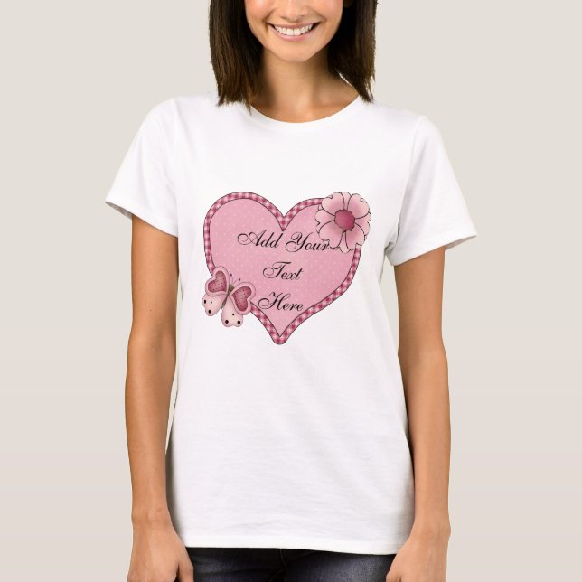 Camiseta Coração Personalizável de Boneca de Amor T (Frente)