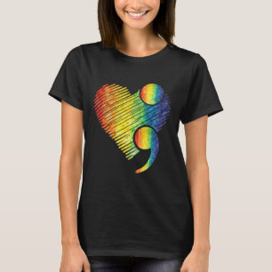 Camiseta Coração Ponto e Vírgula Suicídio Conscientização d