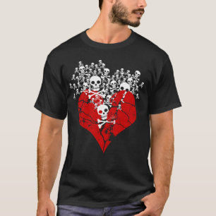Camiseta Coração quebrado com crânios