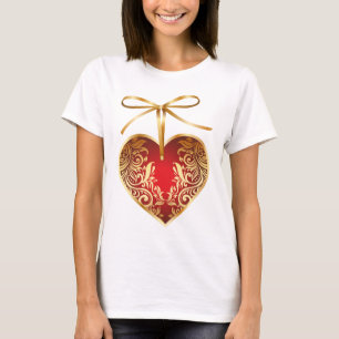 Camiseta Coração Red Damask