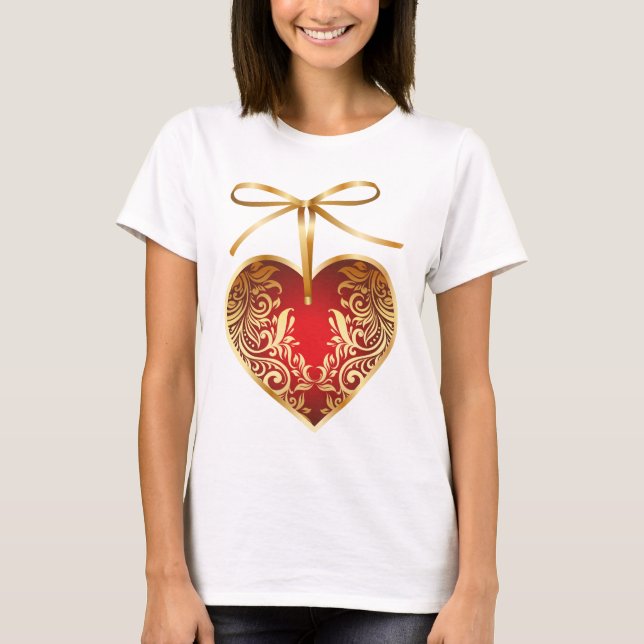 Camiseta Coração Red Damask (Frente)