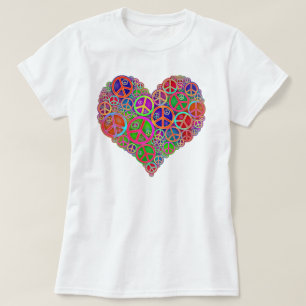 Camiseta Coração retro da paz do vintage