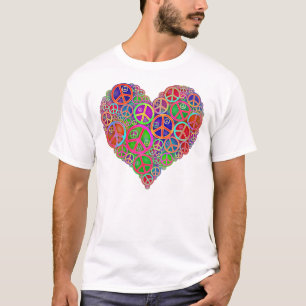 Camiseta Coração retro da paz do vintage
