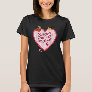 Camiseta Coração retrô engraçado Pré-apoio cereja Local 