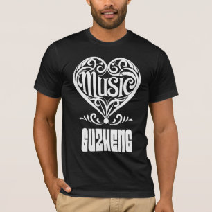 Camiseta Coração rolada Elegante para Amantes Guzheng