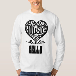 Camiseta Coração rolado Elegante para Amantes Cello