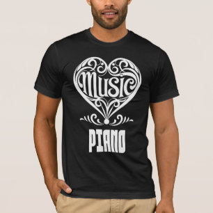 Camiseta Coração Rolado Elegante para Pistas de Piano