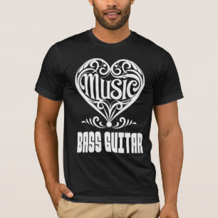 Camiseta Coração rolante elegante para amantes de violão
