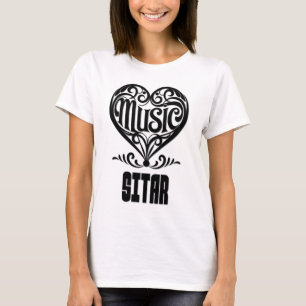 Camiseta Coração rolante elegante para sopradores de violão