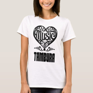 Camiseta Coração rolante legante para amantes de Tambura