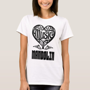 Camiseta Coração rolante legante para amantes mandolinos