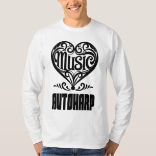 Camiseta Coração rolável legante para amantes autoharp