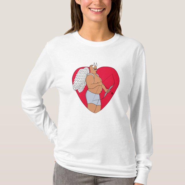Camiseta Coração Romântico com um Cupido Incomum (Frente)